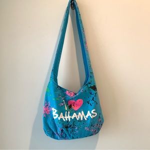 Vintage Splatter Neon Paint Bahamas Hobo Shoulder Crossbody Bag